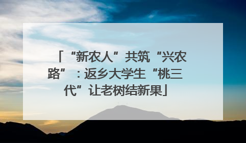 “新农人”共筑“兴农路”：返乡大学生“桃三代”让老树结新果
