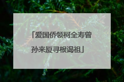 爱国侨领柯全寿曾孙来厦寻根谒祖