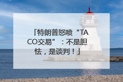 特朗普怒喷“TACO交易”：不是胆怯，是谈判！
