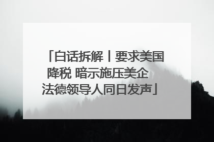 白话拆解丨要求美国降税 暗示施压美企 法德领导人同日发声