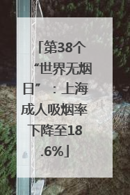 第38个“世界无烟日”：上海成人吸烟率下降至18.6%