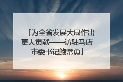 为全省发展大局作出更大贡献——访驻马店市委书记鲍常勇