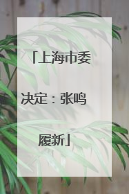 上海市委决定：张鸣履新