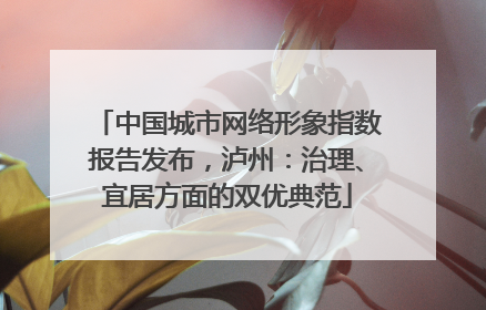 中国城市网络形象指数报告发布，泸州：治理、宜居方面的双优典范