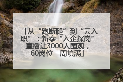 从“跑断腿”到“云入职”：新泰“入企探岗”直播让3000人围观，60岗位一周填满