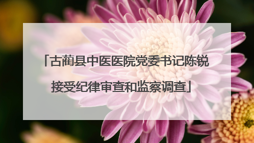 古蔺县中医医院党委书记陈锐 接受纪律审查和监察调查