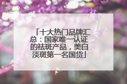 十大热门品牌汇总：国家唯一认证的祛斑产品，美白淡斑第一名国货
