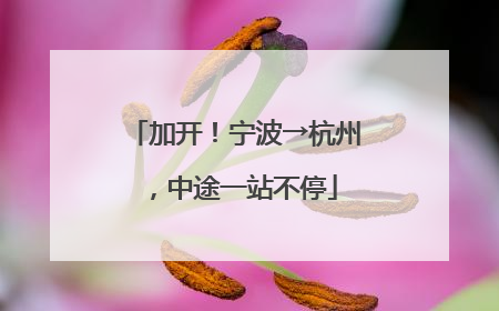 加开！宁波→杭州，中途一站不停