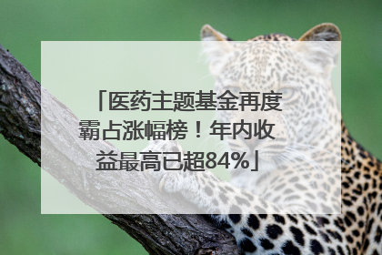 医药主题基金再度霸占涨幅榜!年内收益最高已超84%