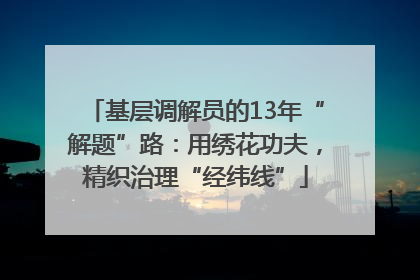 基层调解员的13年“解题”路：用绣花功夫，精织治理“经纬线”