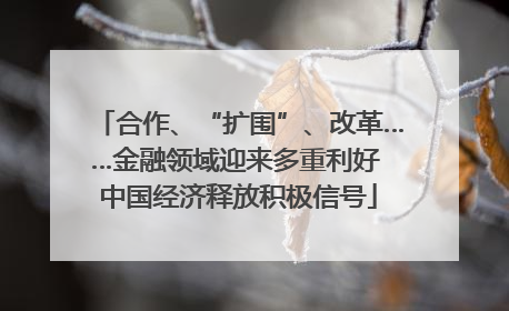 合作、“扩围”、改革……金融领域迎来多重利好 中国经济释放积极信号