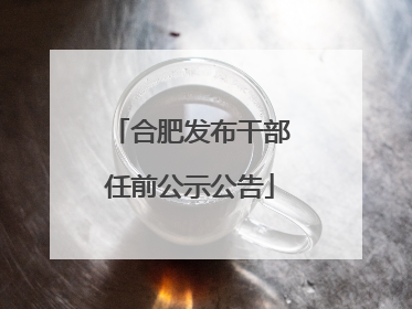 合肥发布干部任前公示公告