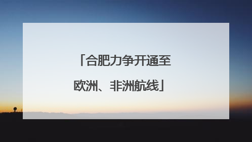 合肥力争开通至欧洲、非洲航线
