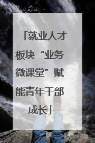 就业人才板块“业务微课堂”赋能青年干部成长