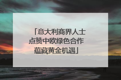 意大利商界人士点赞中欧绿色合作蕴藏黄金机遇