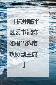杭州临平区委书记陈如根当选市政协副主席