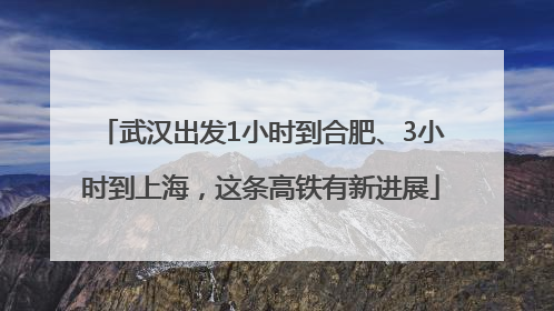 武汉出发1小时到合肥、3小时到上海，这条高铁有新进展