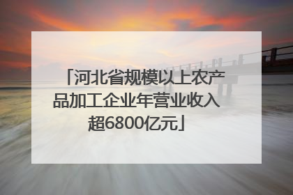 河北省规模以上农产品加工企业年营业收入超6800亿元