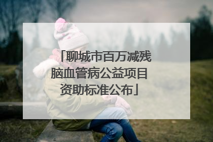 聊城市百万减残脑血管病公益项目资助标准公布