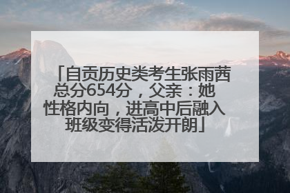 自贡历史类考生张雨茜总分654分，父亲：她性格内向，进高中后融入班级变得活泼开朗