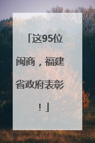 这95位闽商，福建省政府表彰！