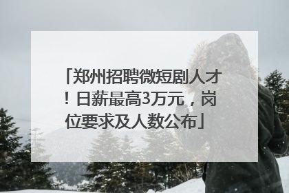 郑州招聘微短剧人才！日薪最高3万元，岗位要求及人数公布