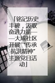 铭记历史丰碑，汲取奋进力量——大成社区开展“传承抗洪精神”主题党日活动