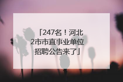 247名！河北2市市直事业单位招聘公告来了